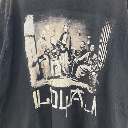 古着 used　半袖プリントTシャツ　サムライ　samurai　クルーネック　レトロデザイン　黒　ブラック　XXLサイズ