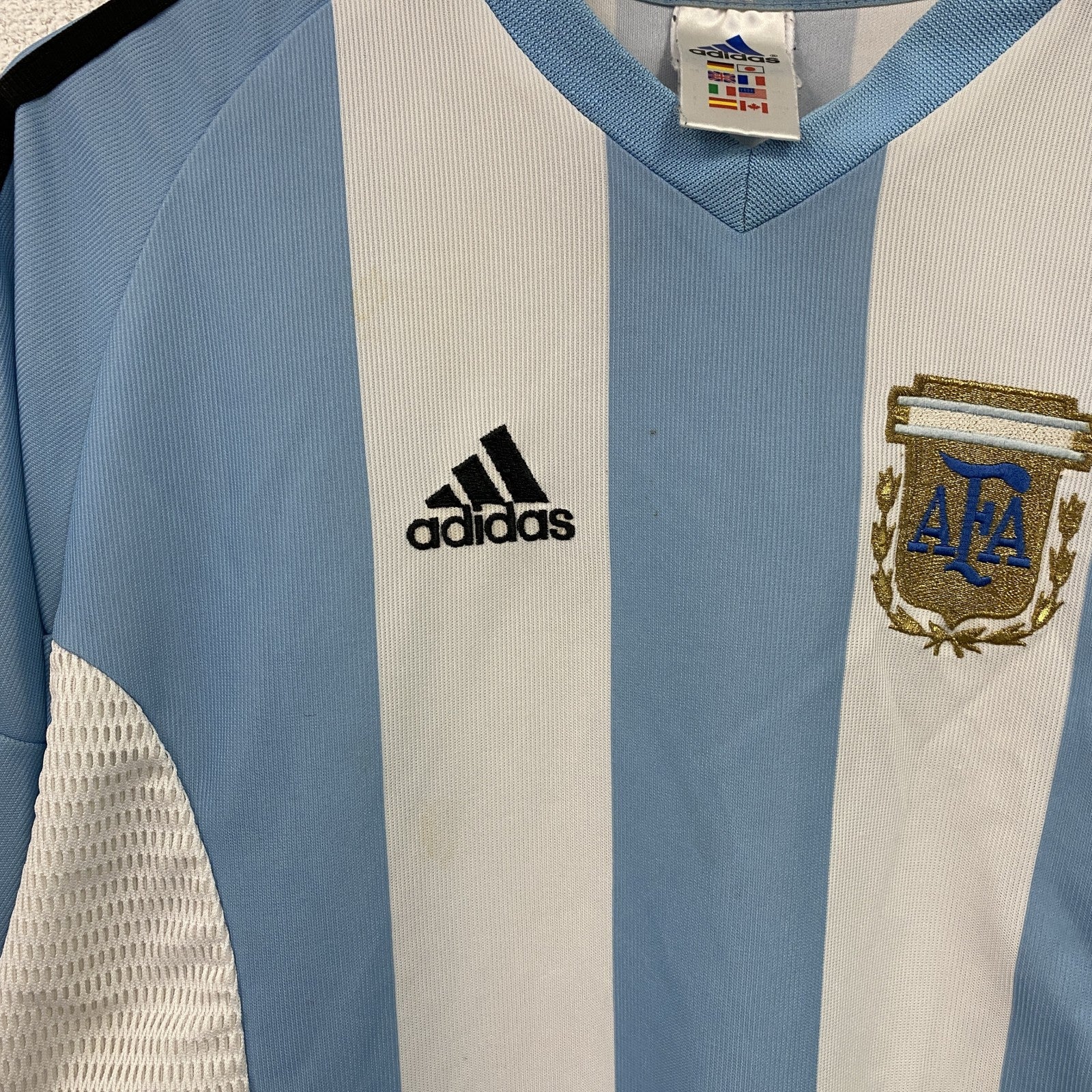 90s　adidas　アディダス　アルゼンチン代表　ユニフォーム　ゲームシャツ　パフォーマンスロゴ　ホワイト　ライトブルー