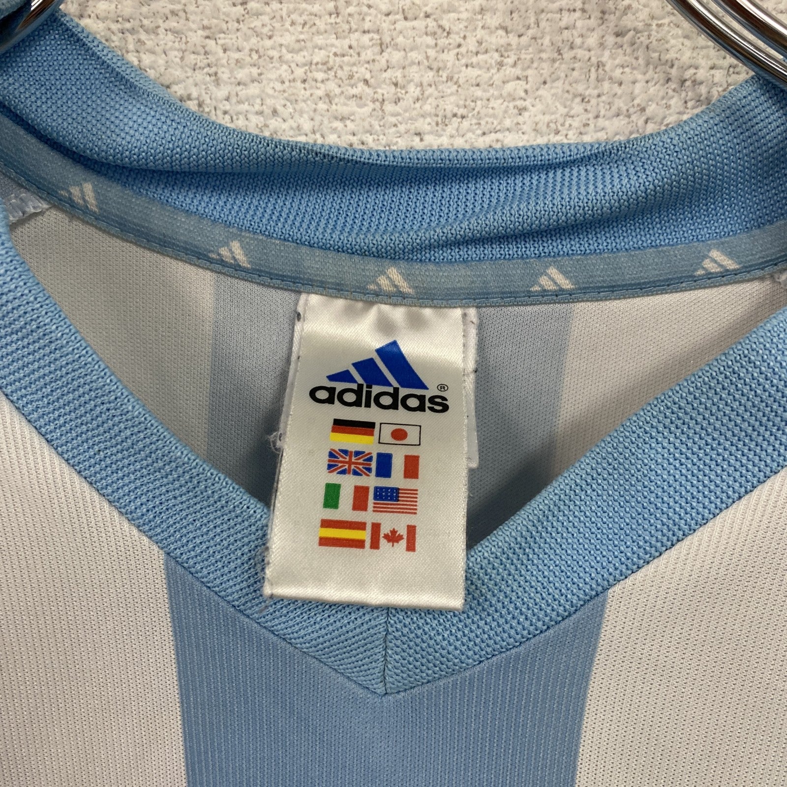 90s　adidas　アディダス　アルゼンチン代表　ユニフォーム　ゲームシャツ　パフォーマンスロゴ　ホワイト　ライトブルー