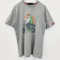 古着 used　Celldusn　半袖プリントTシャツ　クルーネック　レトロデザイン　　バイク　グレー　灰色　Mサイズ