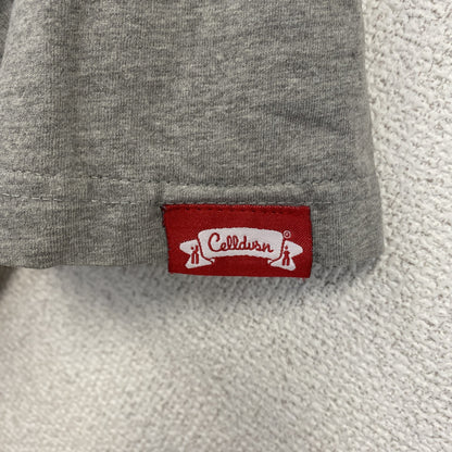 古着 used　Celldusn　半袖プリントTシャツ　クルーネック　レトロデザイン　　バイク　グレー　灰色　Mサイズ