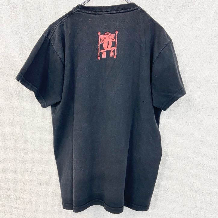 古着 used　半袖プリントTシャツ　メキシコ　スカル　骸骨　ドクロ　レトロデザイン　クルーネック　黒　ブラック　Mサイズ