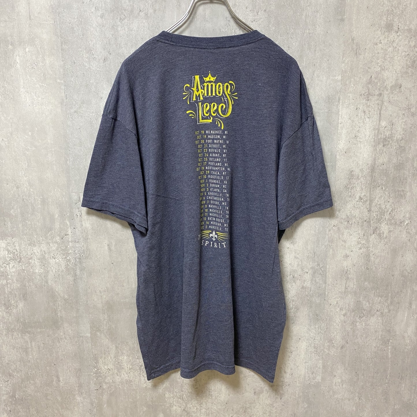 古着 used　amos lee　半袖クルーネックロゴプリントシャツ　バックプリント　ツアーT　グレー　ヴィンテージ　Lサイズ