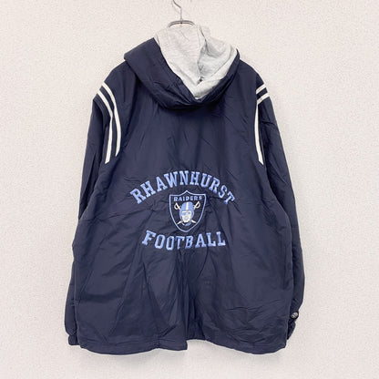 90s～　Holloway　RAIDERS　フルジップナイロンジャケット　フード付　ヴィンテージ　紺　ネイビー　XLサイズ