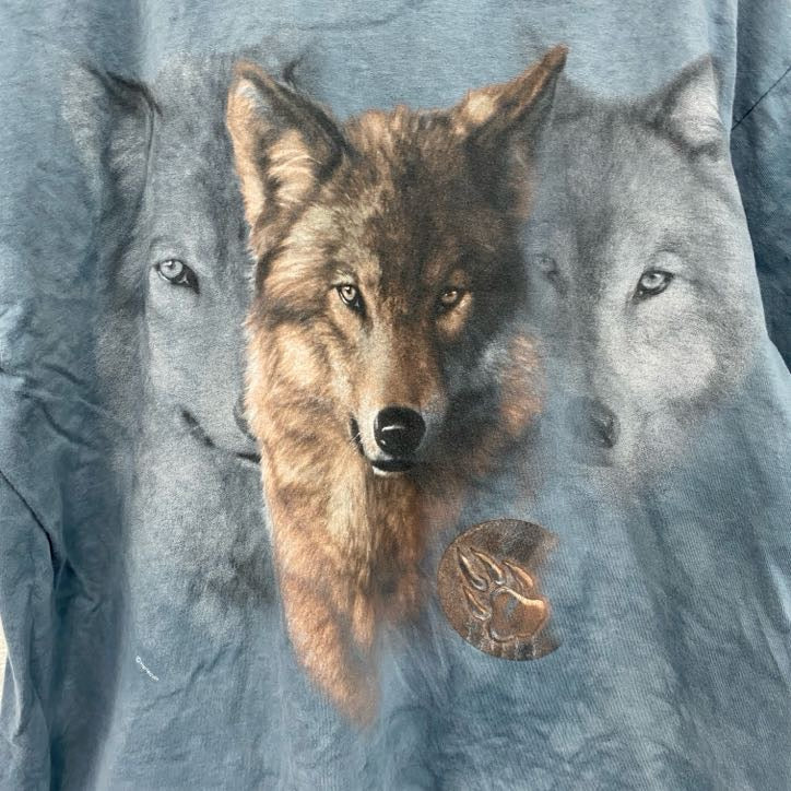 RUSSELL ラッセル　半袖プリントTシャツ　ブルーグレー　オオカミ　タイダイ　Mサイズ