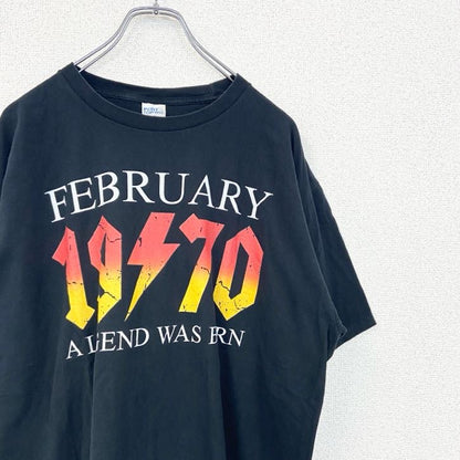 PORT&COMPANY　半袖プリントパロディTシャツ　AC/DC　3連プリント　クルーネック　黒　ブラック　XLサイズ　古着