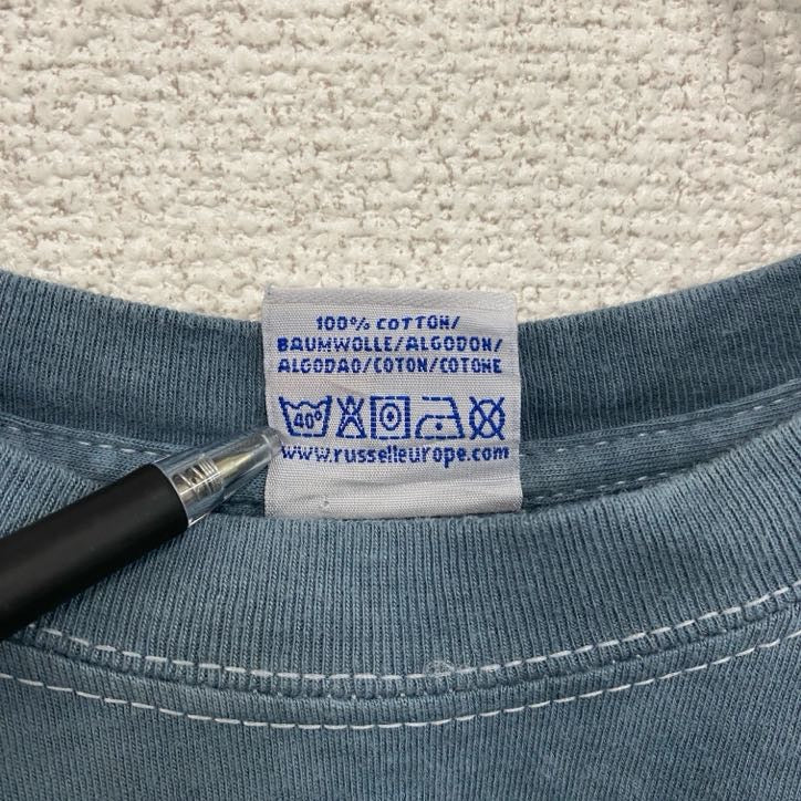 RUSSELL ラッセル　半袖プリントTシャツ　ブルーグレー　オオカミ　タイダイ　Mサイズ