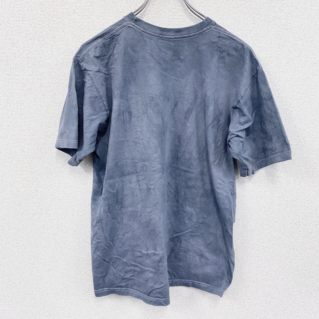 RUSSELL ラッセル　半袖プリントTシャツ　ブルーグレー　オオカミ　タイダイ　Mサイズ