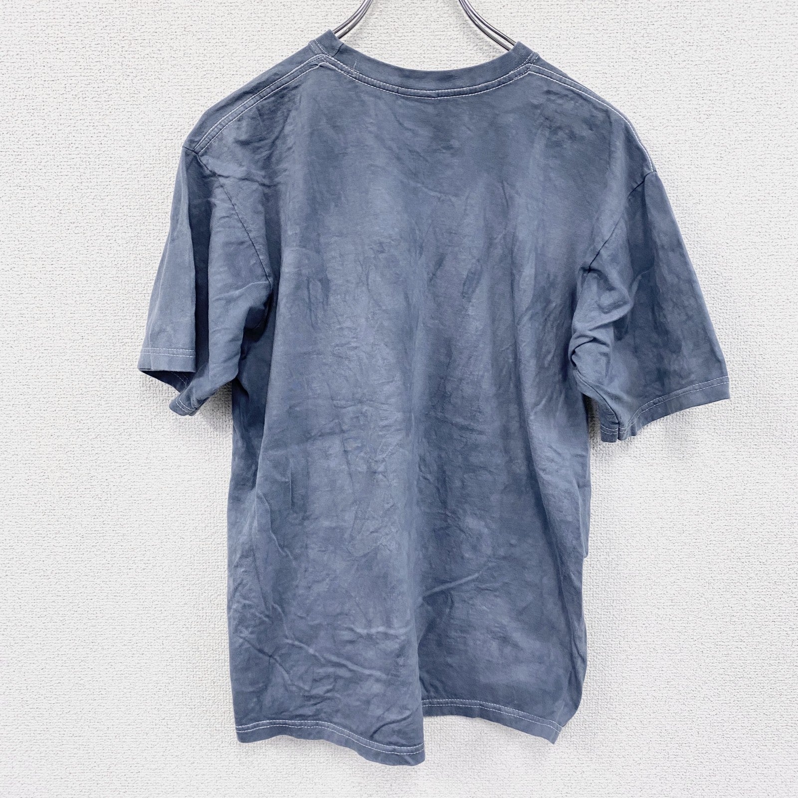 RUSSELL ラッセル　半袖プリントTシャツ　ブルーグレー　オオカミ　タイダイ　Mサイズ