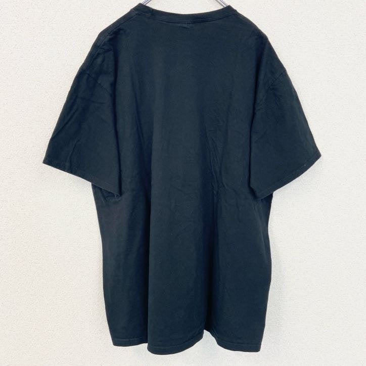 PORT&COMPANY　半袖プリントパロディTシャツ　AC/DC　3連プリント　クルーネック　黒　ブラック　XLサイズ　古着