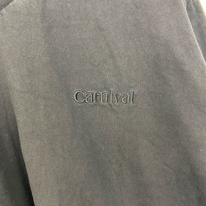 古着 used　Carnival　半袖ワンポイントロゴTシャツ　刺　Vネック　レトロデザイン　黒　ブラック　Mサイズ