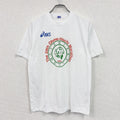 90s　asics　アシックス　青梅マラソン　半袖プリントTシャツ　シングルステッチ　アーチプリント　白　ホワイト　Lサイズ