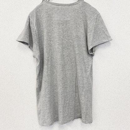 古着 used　LARGE　半袖プリントTシャツ　レトロデザイン　ティラノサウルス　恐竜　クルーネック　灰色　グレー