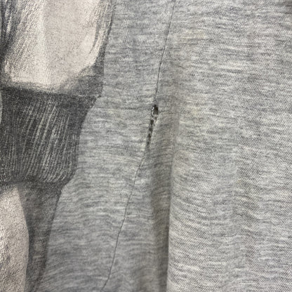 古着 used　LARGE　半袖プリントTシャツ　レトロデザイン　ティラノサウルス　恐竜　クルーネック　灰色　グレー