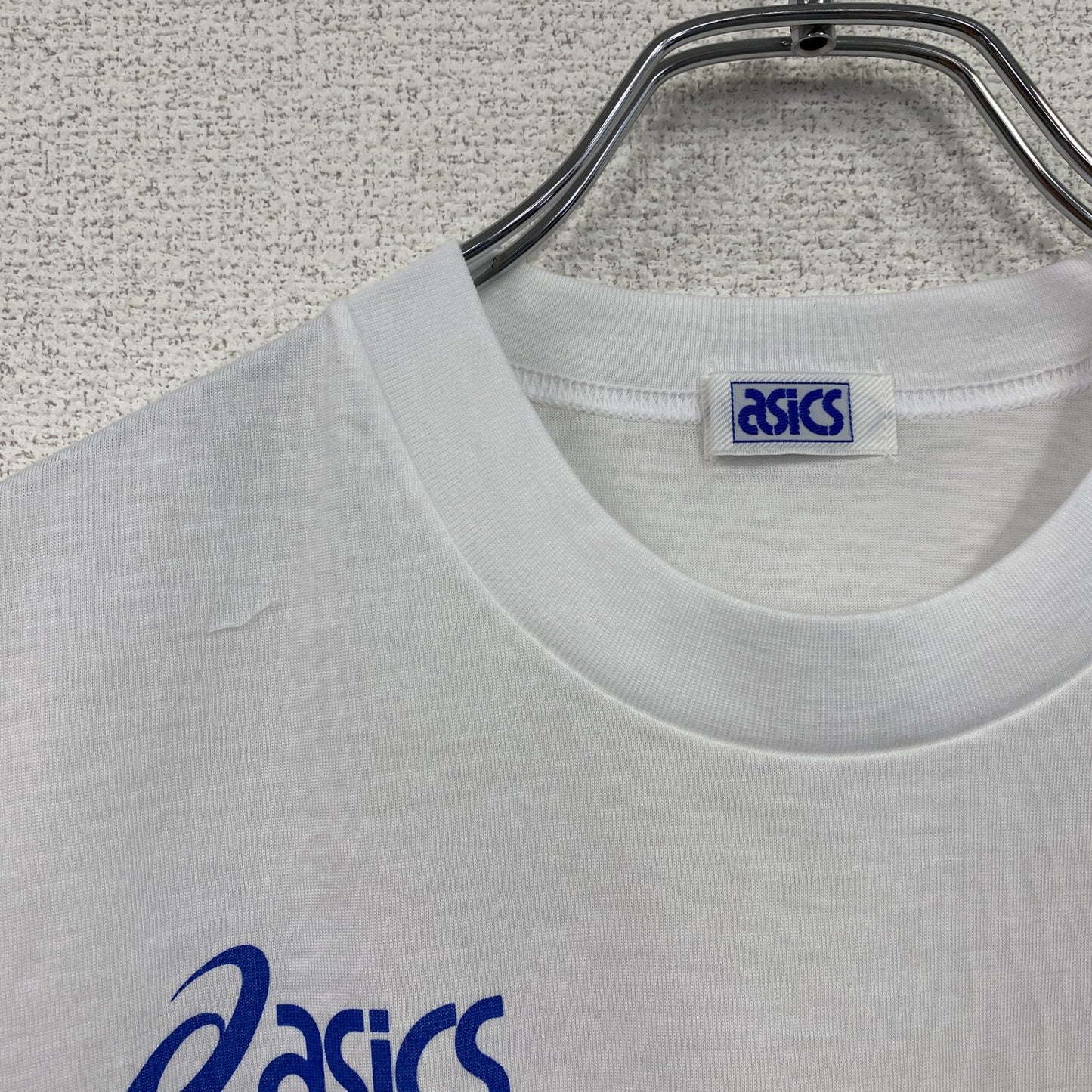 90s　asics　アシックス　青梅マラソン　半袖プリントTシャツ　シングルステッチ　アーチプリント　白　ホワイト　Lサイズ