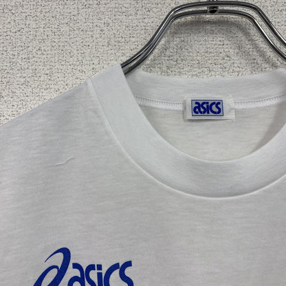 90s　asics　アシックス　青梅マラソン　半袖プリントTシャツ　シングルステッチ　アーチプリント　白　ホワイト　Lサイズ