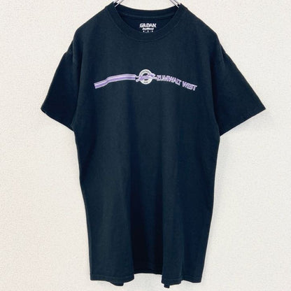 古着 used　GILDAN　ギルダン　半袖プリントTシャツ　ザムウォルトウエスト　クルーネック　レトロ　黒　ブラック　Mサイズ
