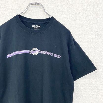 古着 used　GILDAN　ギルダン　半袖プリントTシャツ　ザムウォルトウエスト　クルーネック　レトロ　黒　ブラック　Mサイズ