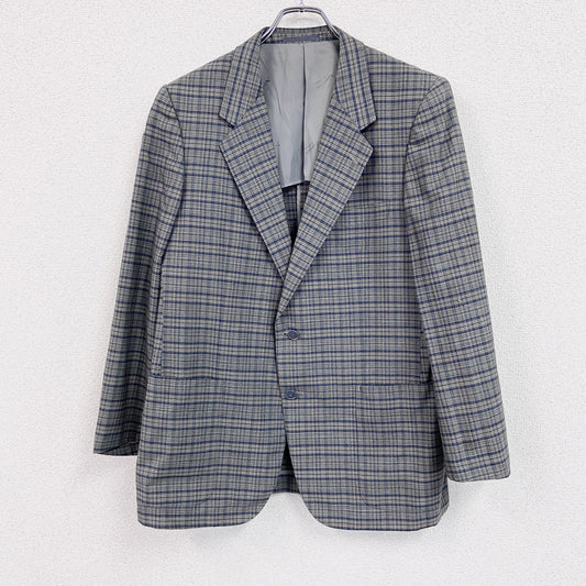 Aquascutum アクアスキュータム　テーラードジャケット　チェック柄　ノッチドラペル　灰色　グレー