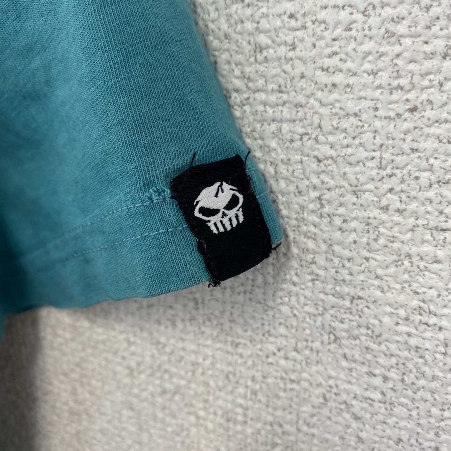古着 used　NO FEAR　ノーフィア　半袖プリントTシャツ　クルーネック　レトロデザイン　バイク　水色　ブルー　
