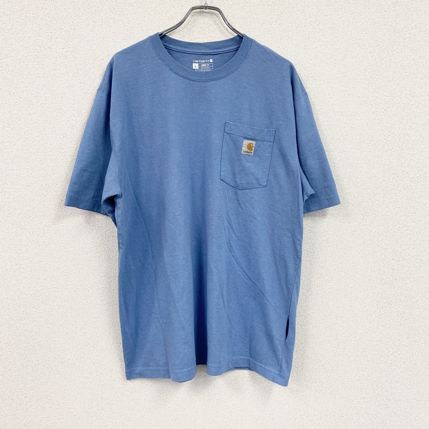 Carhartt　カーハート　半袖Tシャツ　胸ポケット　ロゴプリント　ワンポイント　水色　ライトブルー　Lサイズ