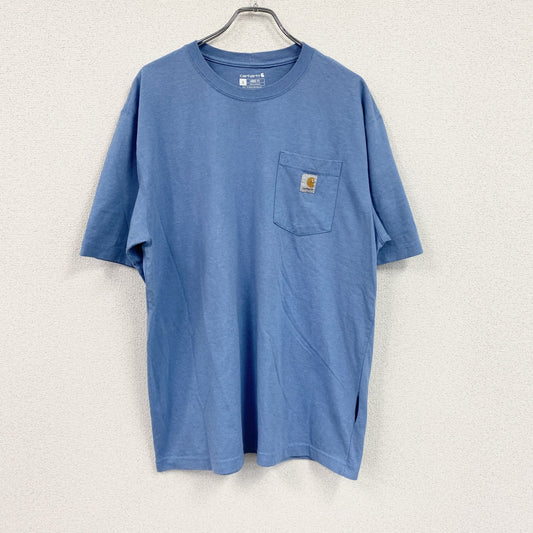 Carhartt　カーハート　半袖Tシャツ　胸ポケット　ロゴプリント　ワンポイント　水色　ライトブルー　Lサイズ