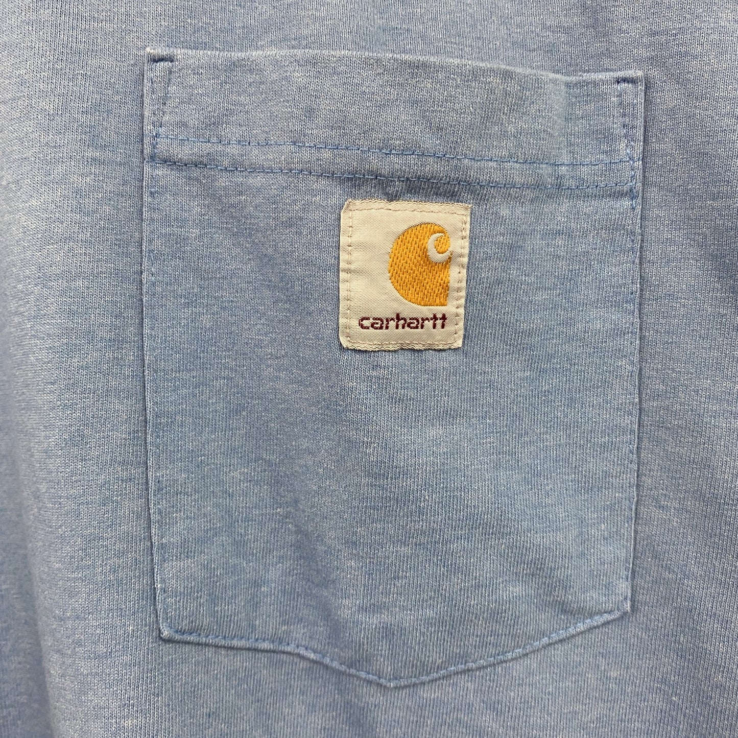 Carhartt　カーハート　半袖Tシャツ　胸ポケット　ロゴプリント　ワンポイント　水色　ライトブルー　Lサイズ