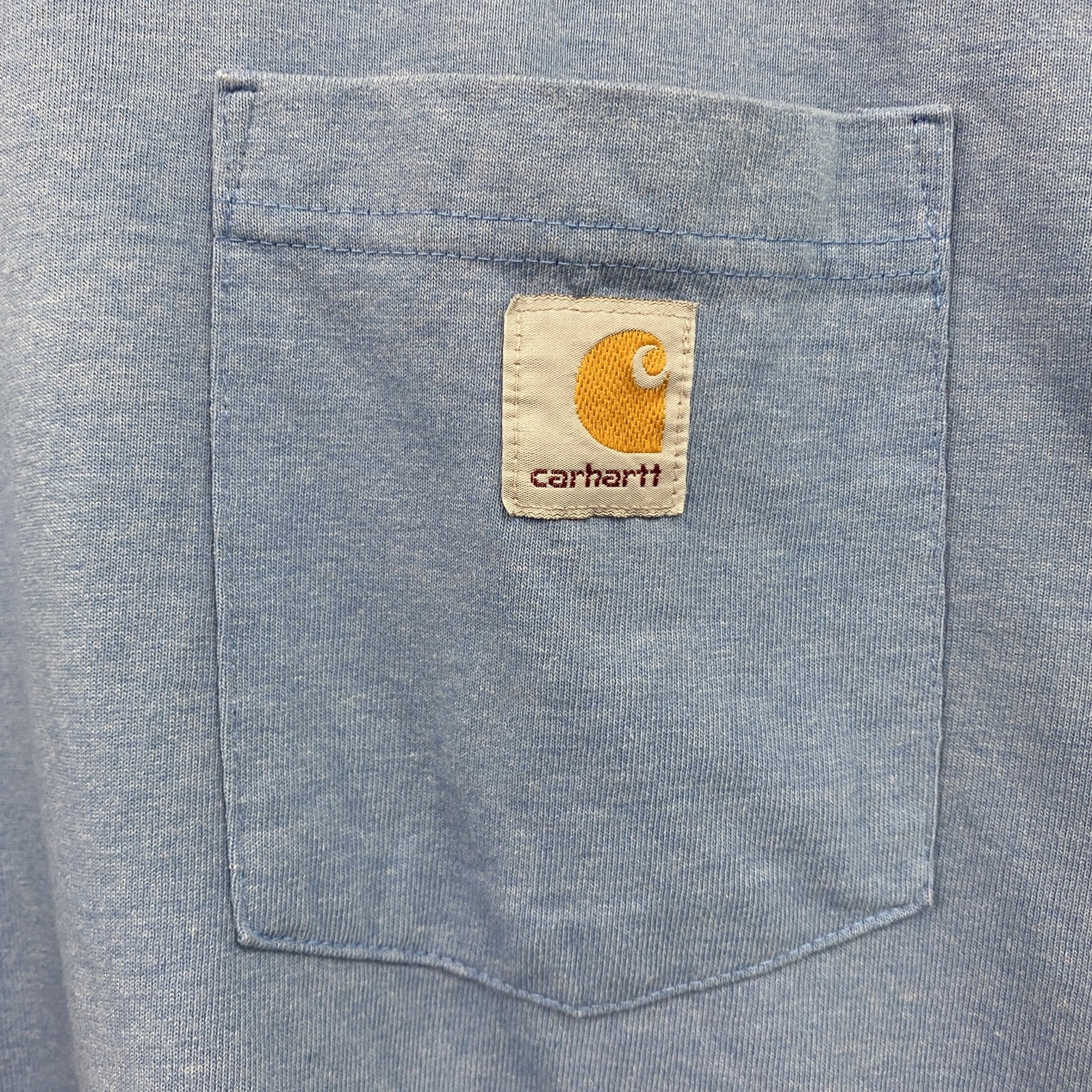 Carhartt　カーハート　半袖Tシャツ　胸ポケット　ロゴプリント　ワンポイント　水色　ライトブルー　Lサイズ