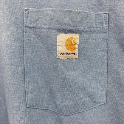 Carhartt　カーハート　半袖Tシャツ　胸ポケット　ロゴプリント　ワンポイント　水色　ライトブルー　Lサイズ