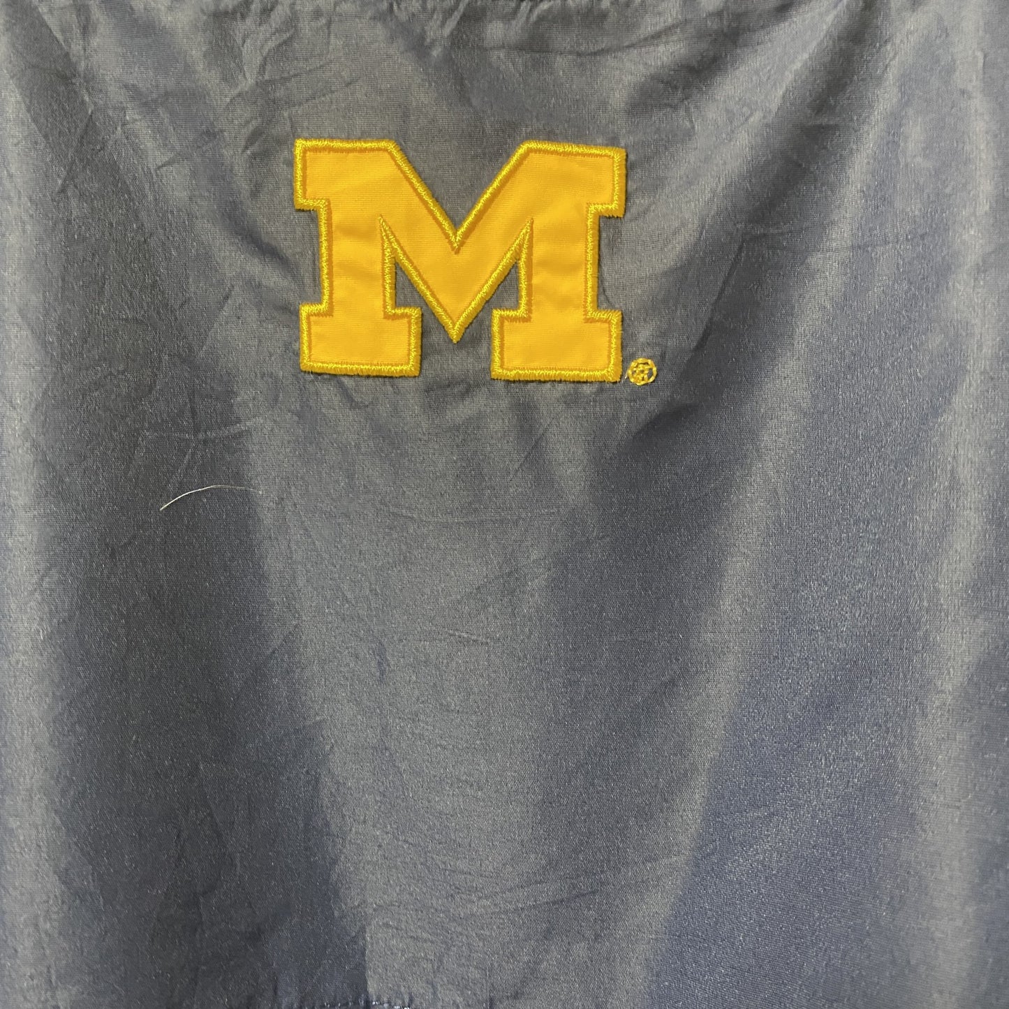 古着 used　FRANCHISE　長袖ナイロンプルオーバージャケット　刺繍　ミシガン州　ネイビー　ビッグシルエット　4XLサイズ