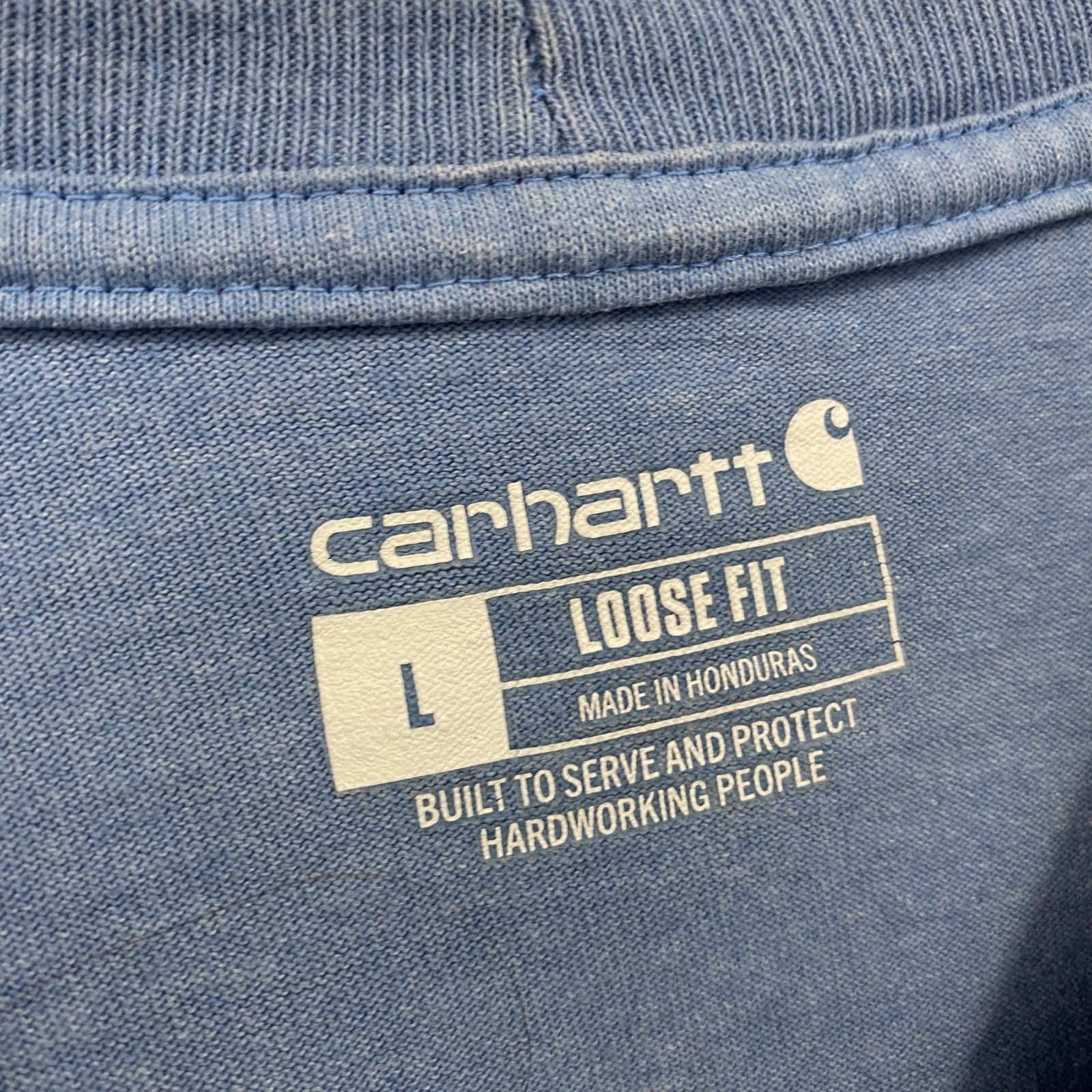 Carhartt　カーハート　半袖Tシャツ　胸ポケット　ロゴプリント　ワンポイント　水色　ライトブルー　Lサイズ