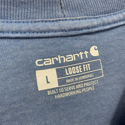 Carhartt　カーハート　半袖Tシャツ　胸ポケット　ロゴプリント　ワンポイント　水色　ライトブルー　Lサイズ