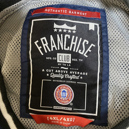 古着 used　FRANCHISE　長袖ナイロンプルオーバージャケット　刺繍　ミシガン州　ネイビー　ビッグシルエット　4XLサイズ