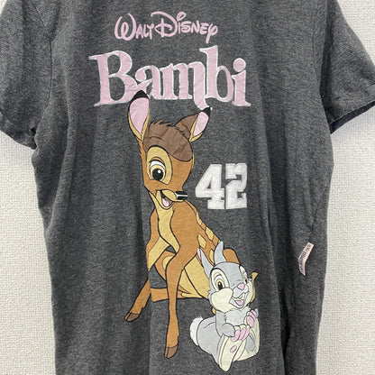 古着 used　Disney　ディズニー　半袖プリントTシャツ　バンビ　Bambi　レトロデザイン　ダークグレー　Mサイズ