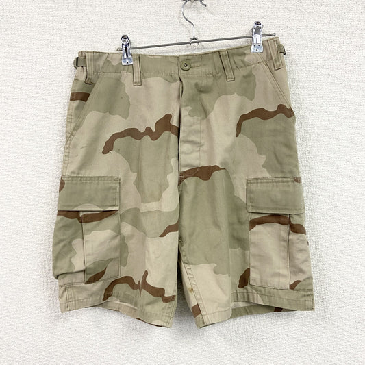 ハーフカーゴパンツ/ショートパンツ　カモフラージュ　迷彩柄　緑　グリーン　W27サイズ