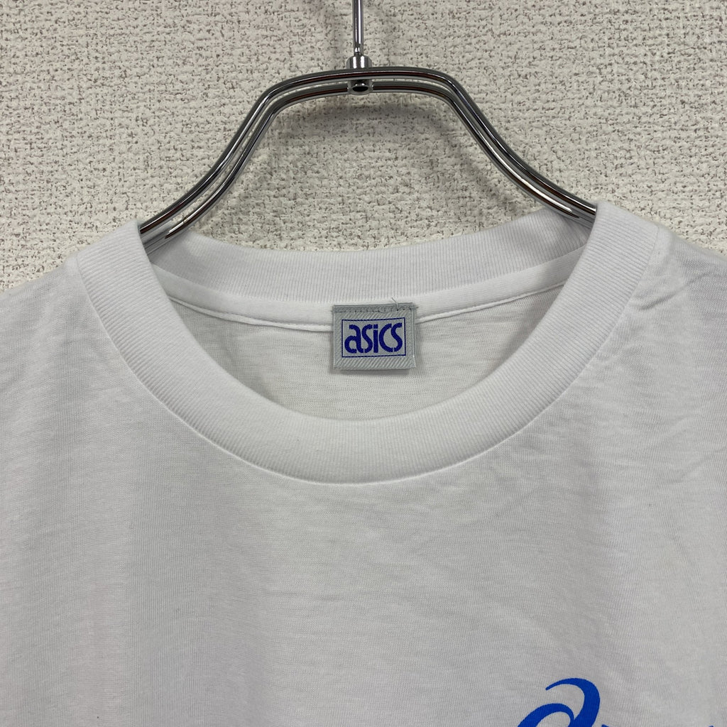 90s　asics　アシックス　青梅マラソン　半袖プリントTシャツ　シングルステッチ　ヴィンテージ　白　ホワイト　フリーサイズ