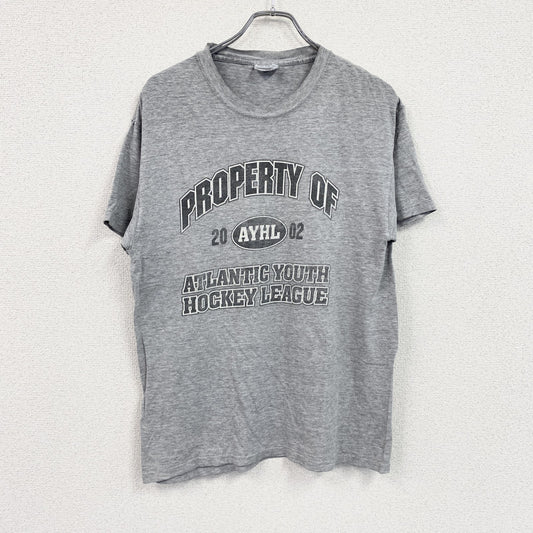 00s　Hanes　ヘインズ　半袖Tシャツ　アーチプリント　カプセルプリント　4連プリント　ヴィンテージ　灰色　グレー　Mサイズ