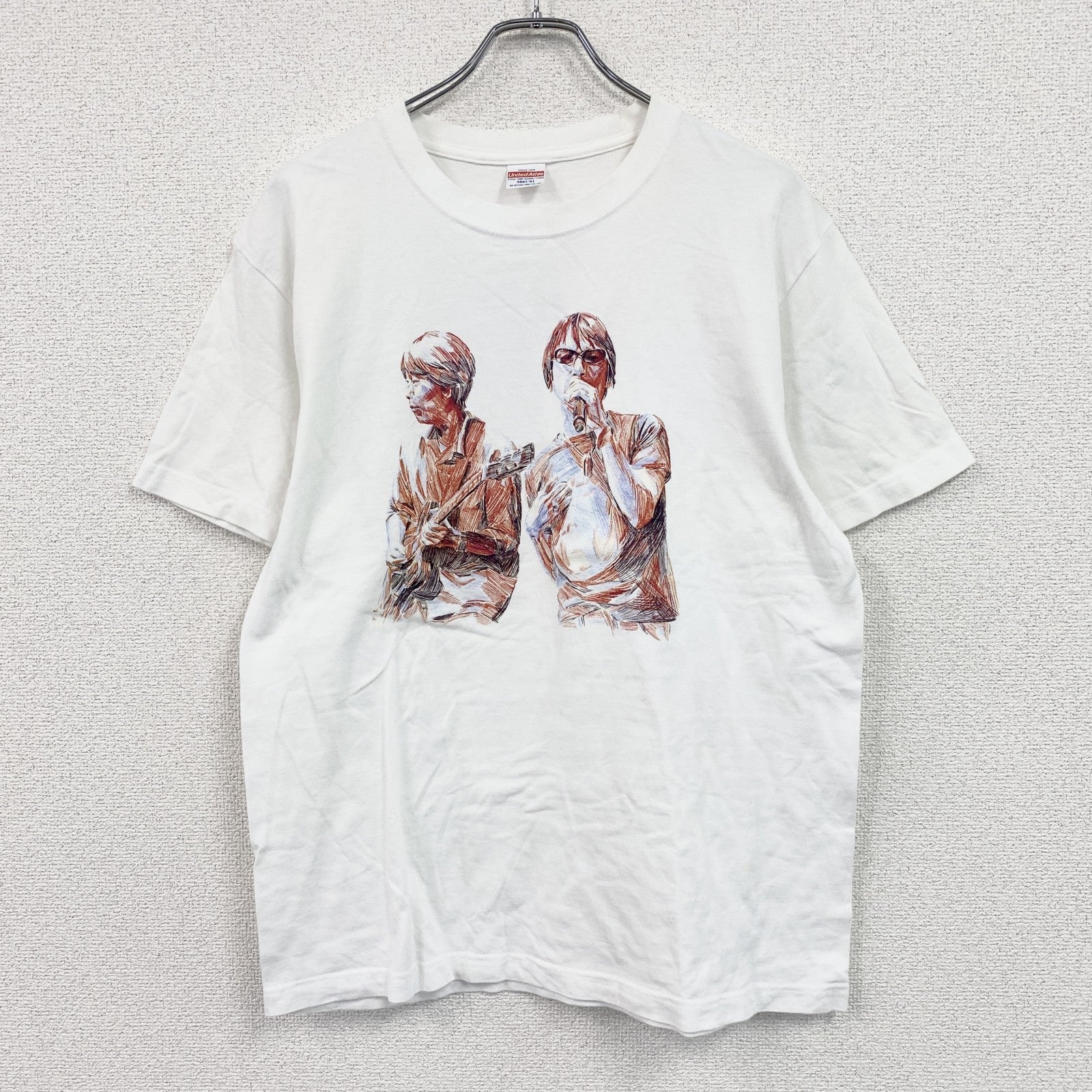 真心ブラザーズ　トランタン　半袖プリントバンドTシャツ　イラストTシャツ　両面プリント　白　ホワイト