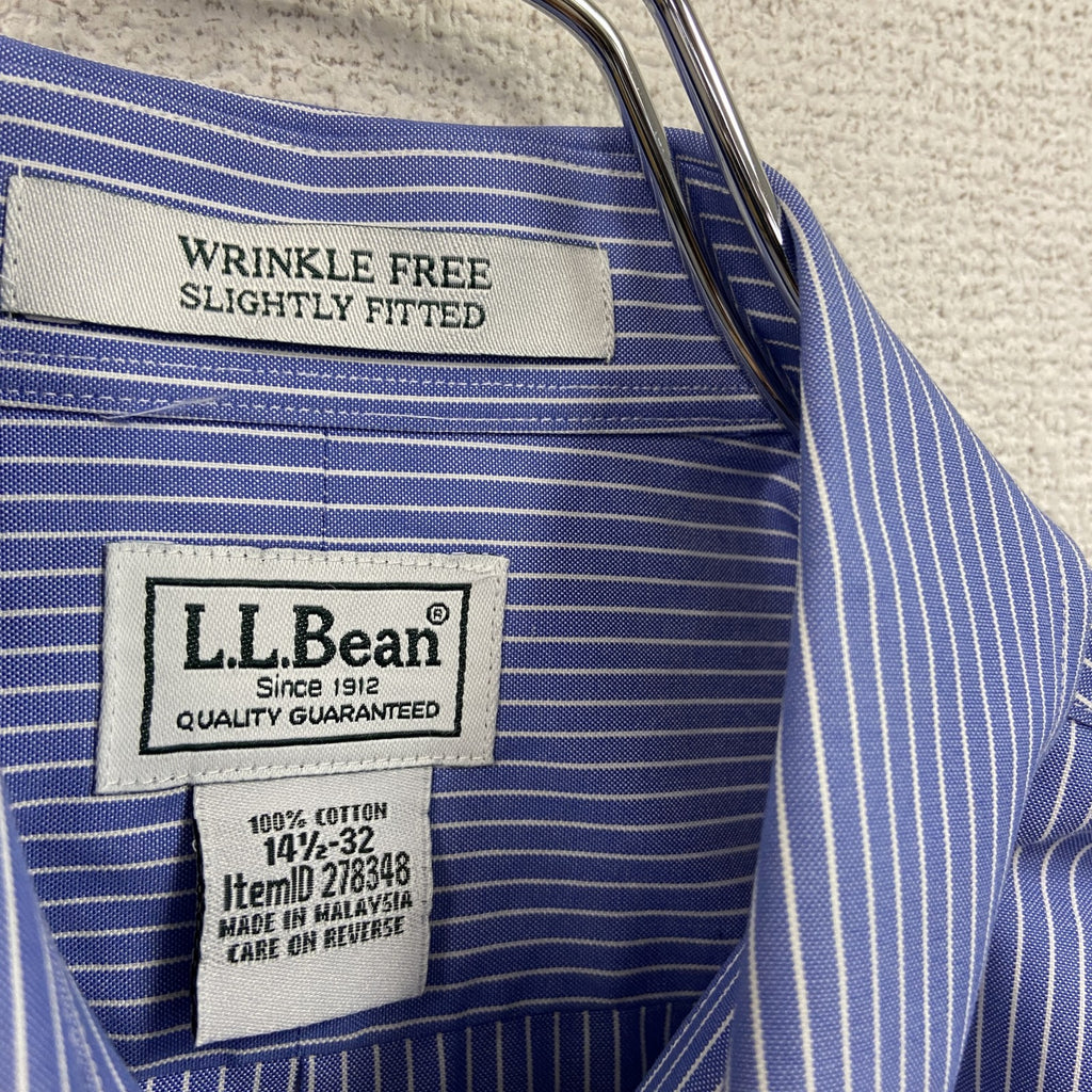L.L.Bean　エルエルビーン　長袖ボタンダウンシャツ　ストライプ　青　ブルー　14-32サイズ