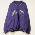 古着 used　CRABLE SPORTSWEAR　長袖カレッジ刺繍ナイロンプルオーバー　カンザス州立大学　レトロ　XLサイズ