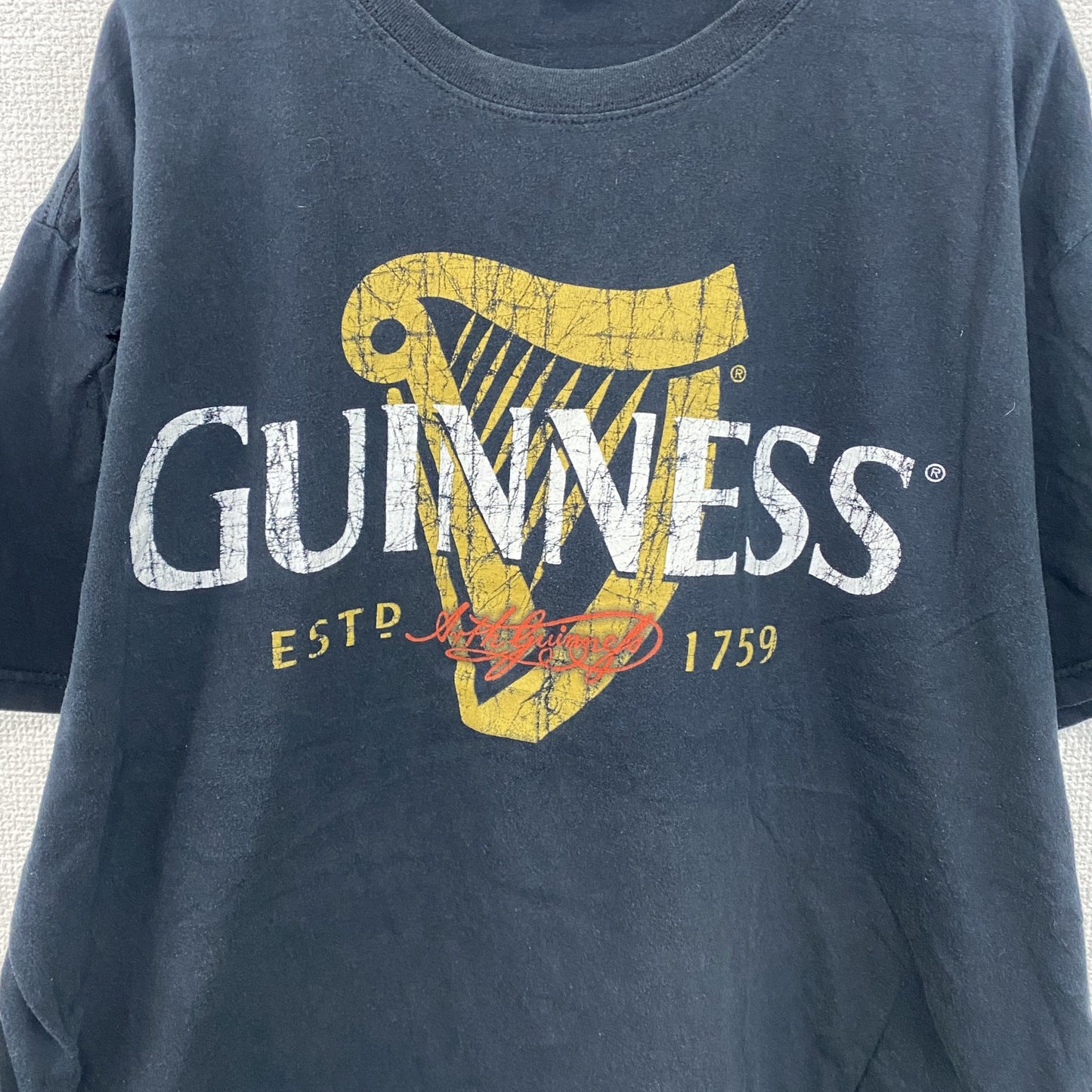GUINNESS　ギネス　半袖プリントTシャツ　企業ロゴ　黑　ブラック　XLサイズ