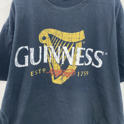 GUINNESS　ギネス　半袖プリントTシャツ　企業ロゴ　黑　ブラック　XLサイズ
