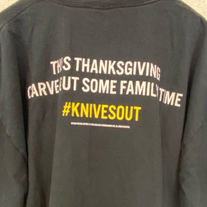 古着 used　半袖ムービープリントTシャツ　Knives Out　クルーネック　レトロデザイン　黒　ブラック　Mサイズ