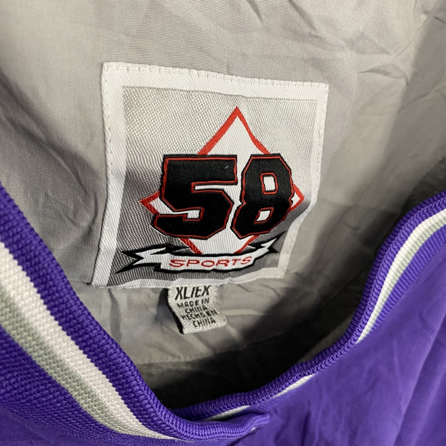 90s　58SPORTS　58スポーツ　プルオーバージャケット　ヴィンテージ　バイカラー　グレー　パープル　XLサイズ