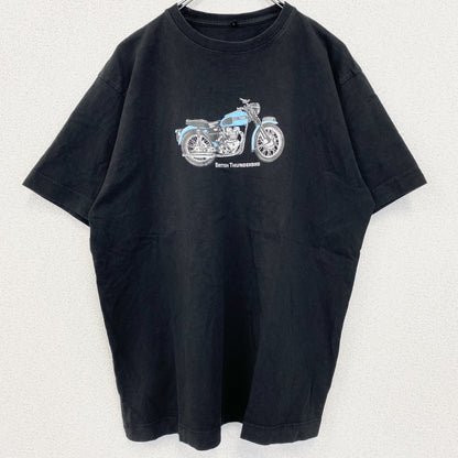 古着 used　半袖プリントTシャツ　クルーネック　レトロデザイン　バイク　Bike　アメリカン　黒　ブラック　Lサイズ