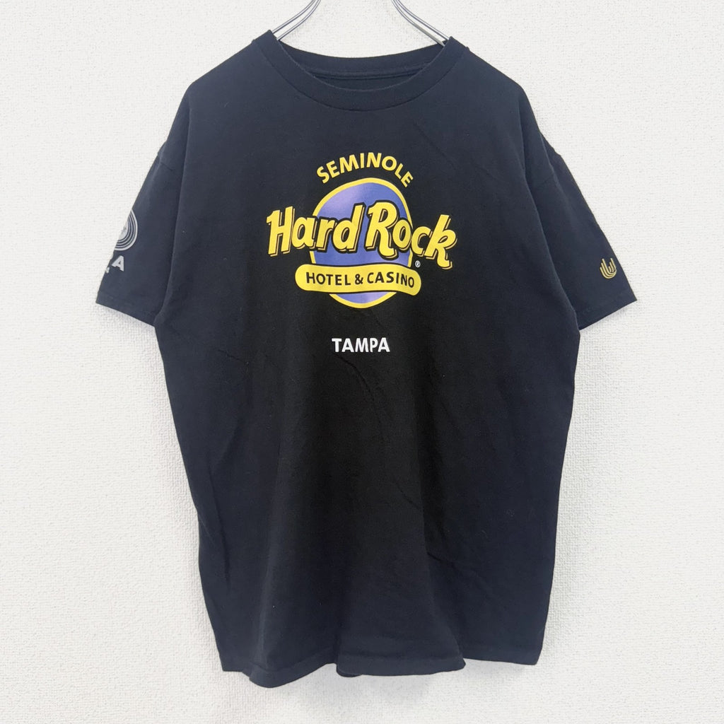 古着 used　HardRockcafe　ハードロックカフェ　半袖プリントTシャツ　カジノ　クルーネック　レトロ　黒　ブラック