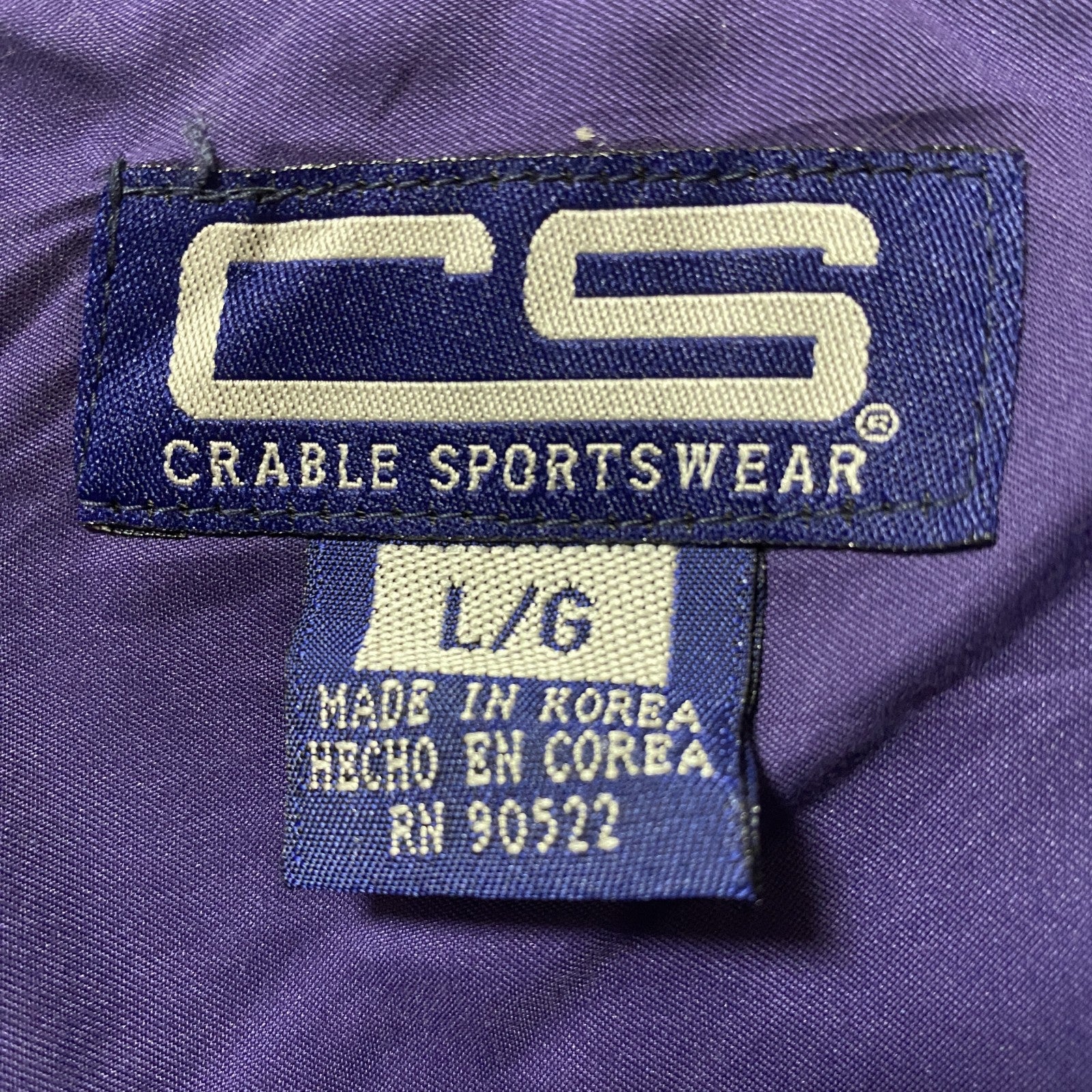 古着 used　CRABLE SPORTSWEAR　長袖カレッジ刺繍ナイロンプルオーバー　カンザス州立大学　レトロ　XLサイズ