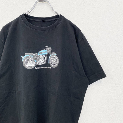古着 used　半袖プリントTシャツ　クルーネック　レトロデザイン　バイク　Bike　アメリカン　黒　ブラック　Lサイズ