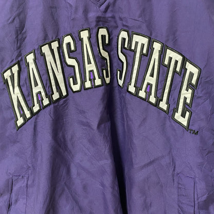 古着 used　CRABLE SPORTSWEAR　長袖カレッジ刺繍ナイロンプルオーバー　カンザス州立大学　レトロ　XLサイズ