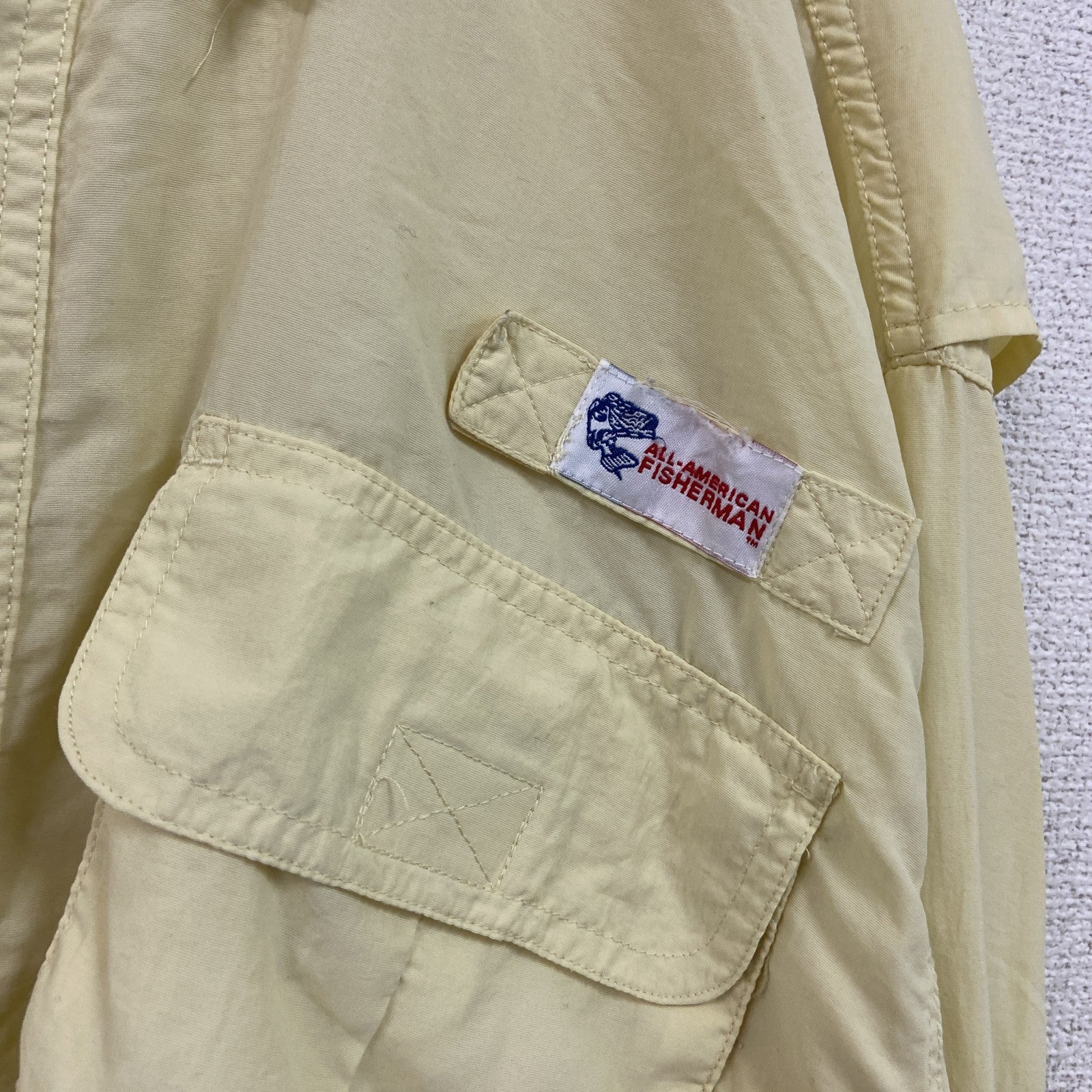 ALL American FISHERMAN　長袖ナイロンフィッシングシャツ　フラップポケット　黄色　イエローー　Lサイズ